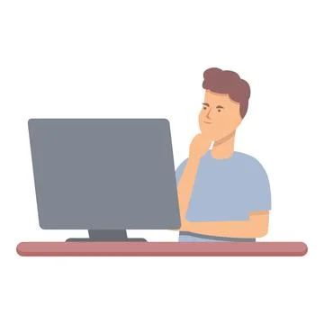 Child programming code icon cartoon vector. Computer project Stockillustratie