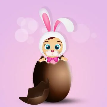 Child with rabbit costume in the Easter egg Stock Illustration