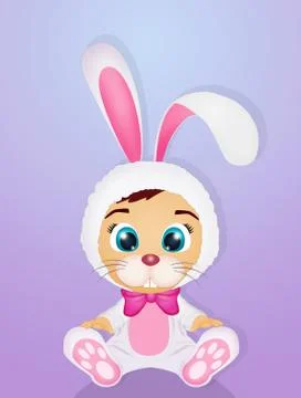 Child with rabbit costume Stock Illustration