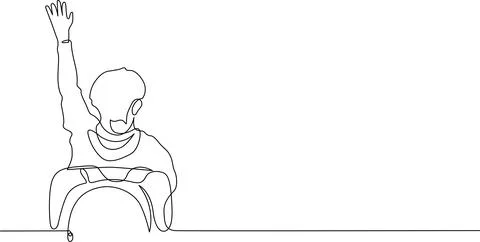 Child raising hand in classroom Vector Stock Illustration