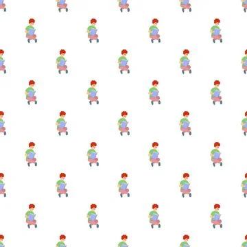 Child reading book seamless pattern education background Illustrazione stock