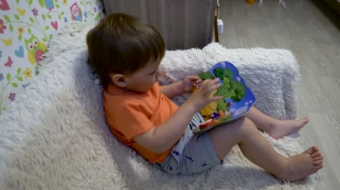 Child reading a small book Stock Footage 62951880