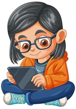 Child Reading on a Tablet Illustrazione stock