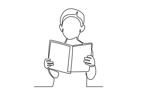 A child is reading a textbook Stock Illustration