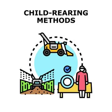 Child rearing methods concept for education and care Stock Illustration