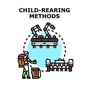 Child rearing methods developing parenting approaches Stock Illustration