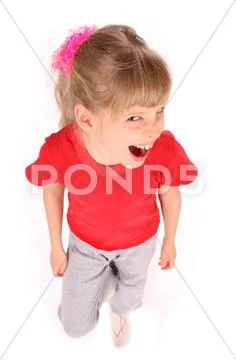 Child in red t-shirt shout. Stock Photos