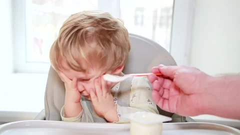 The child refuses to eat Stock Footage 148746072