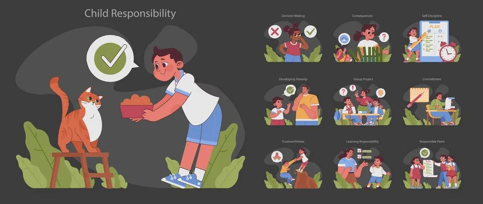 Child Responsibility concept. Flat vector illustration Stockillustratie