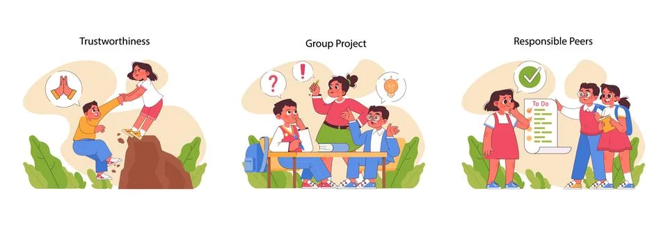 Child Responsibility set. Flat vector illustration Stock Illustration