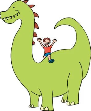 Child rides a dinosaur Illustrazione stock