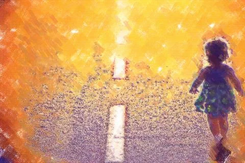 Child on the road Stock Illustration