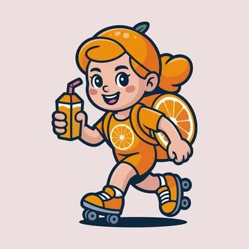 Child Roller Skates Cartoon Vector Girl Character Illustration 스톡 일러스트