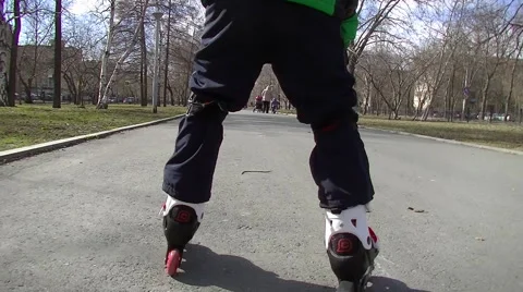 Child rollerblading views on skates Stock Footage 56182901