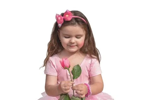 Child with a rose isolate Stock Photos