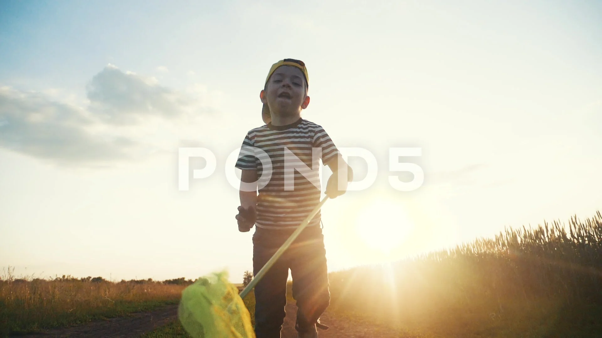 Little Boy Girl Butterfly Net Catching Butterflies Park Summer