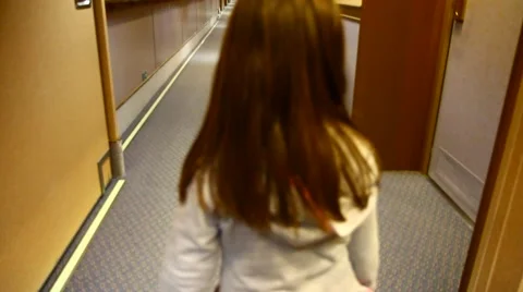 Child running in a corridor Stock Footage 49550455