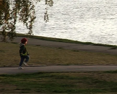 Child is running for the dog Stock Footage 2814642