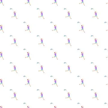 Child running with kite seamless pattern Stock Illustration