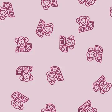 Child safe line vector seamless pattern Stock Illustration