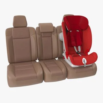 Child Safety Seat on Car Seat 3D Model