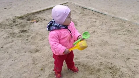 A child in a sandbox Stock Footage 91219138