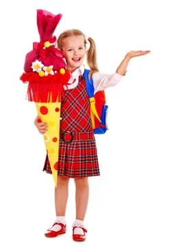 Child with school cone. Stock-Fotos