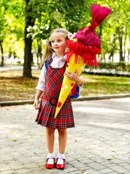 Child with school cone. Stock-Fotos