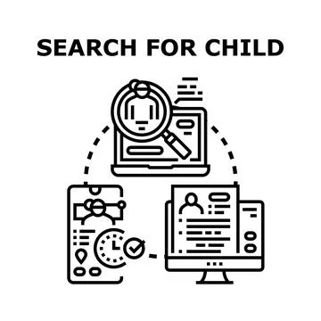 Child search concept using digital devices and technology 스톡 일러스트
