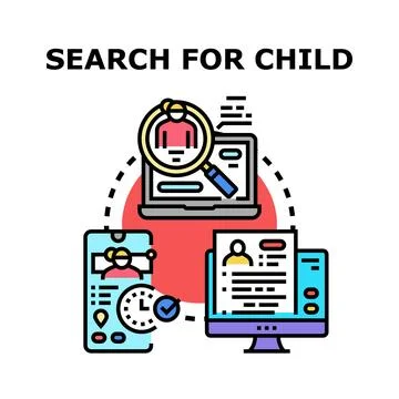 Child search concept using digital devices and technology 스톡 일러스트
