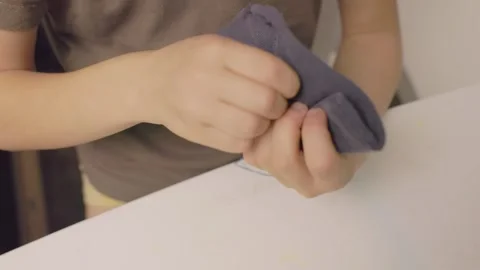 Child Sewing Needle Closeup, concept of precision learning Video stock 321892180