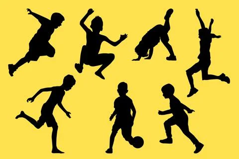 Child Shadows Playing and Jumping Stock Illustration