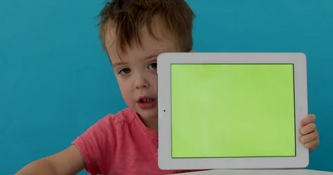 Child show empty tablet Stock Footage 119218073
