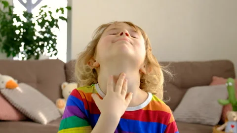 Child shows different emotions. Selective focus. Stock Footage 304216422