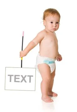 Child with a sign text Stock Photos