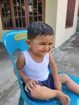 Child sit smile Stock Photos