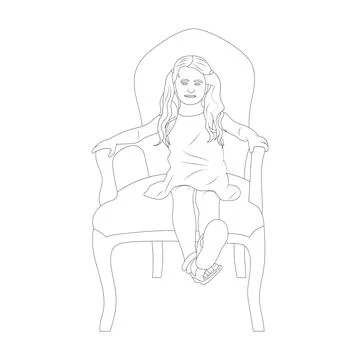 Child sits on the throne vector sketch. Stock Illustration