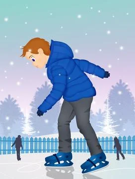 Child in the skating rink Stock Illustration