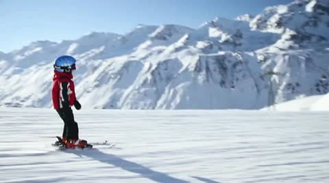 Child skiing Stock Footage 10700620
