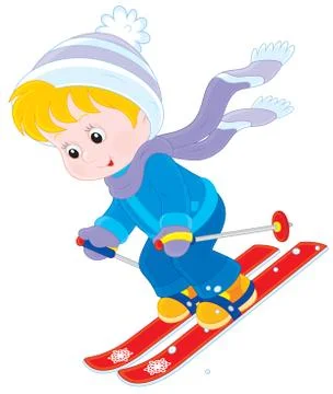 Child skiing Stock Illustration
