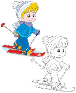 Child skiing Stock Illustration