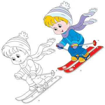 Child skiing Stock Illustration