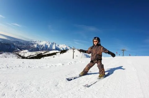Child skiing Stock Photos