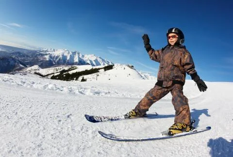 Child skiing Foto stock