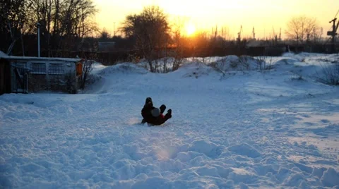 Child is sledding. Stock-Footage 45987679