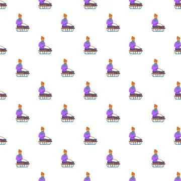 Child sledding winter recreation activity seamless pattern Stock Illustration