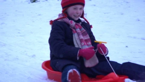 Child Sleding Stock Footage 88400894