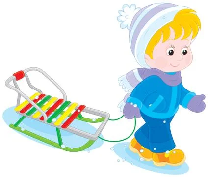Child with a sleigh Stock Illustration