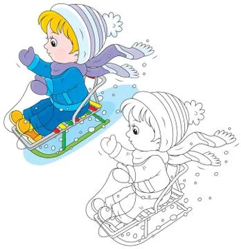 Child sleighing Stock Illustration