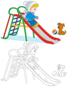Child on a slide Stock Illustration